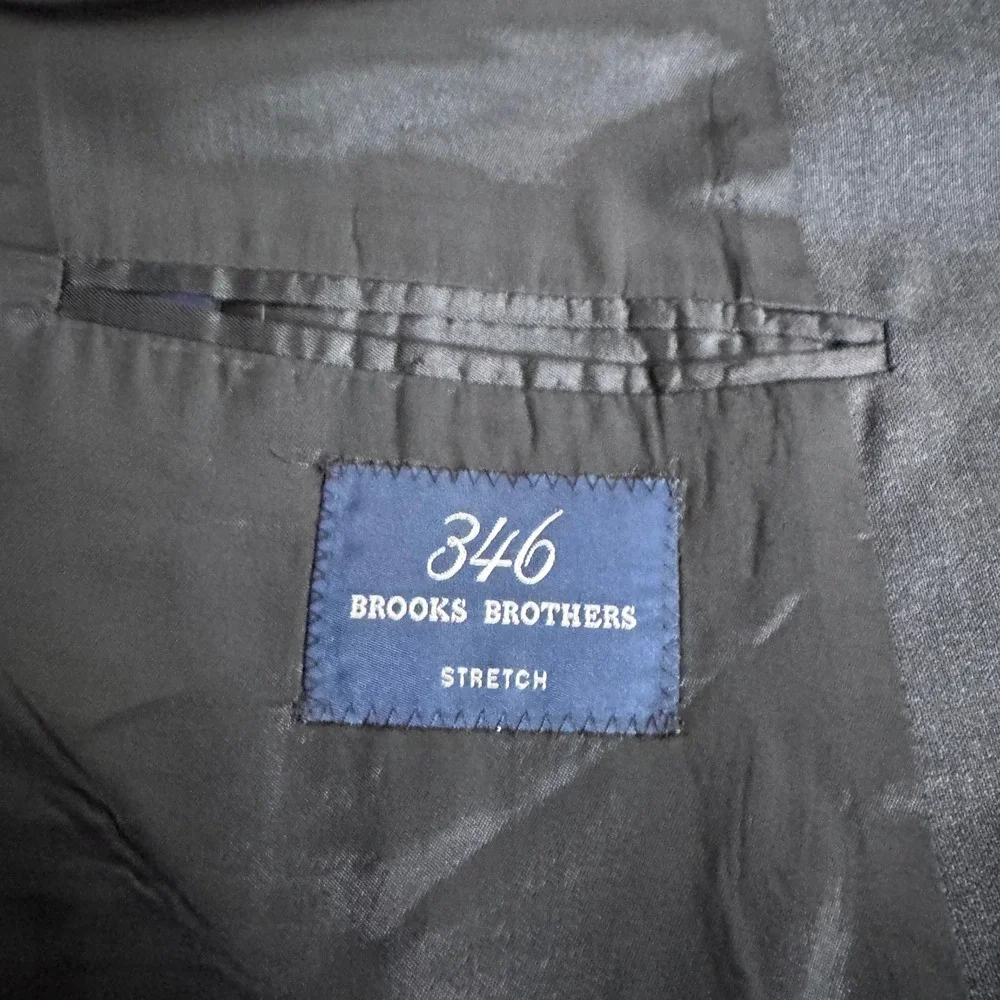 Vintage Brooks Brothers 346 Suit Mens 43R 36x28 Gray Solid Stretch 3-Button‎